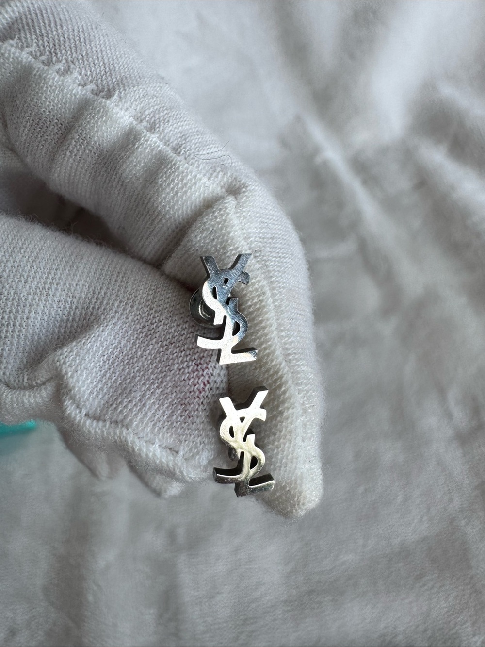 YSL Saint Laurent Logo Earrings in stainless steel (small)